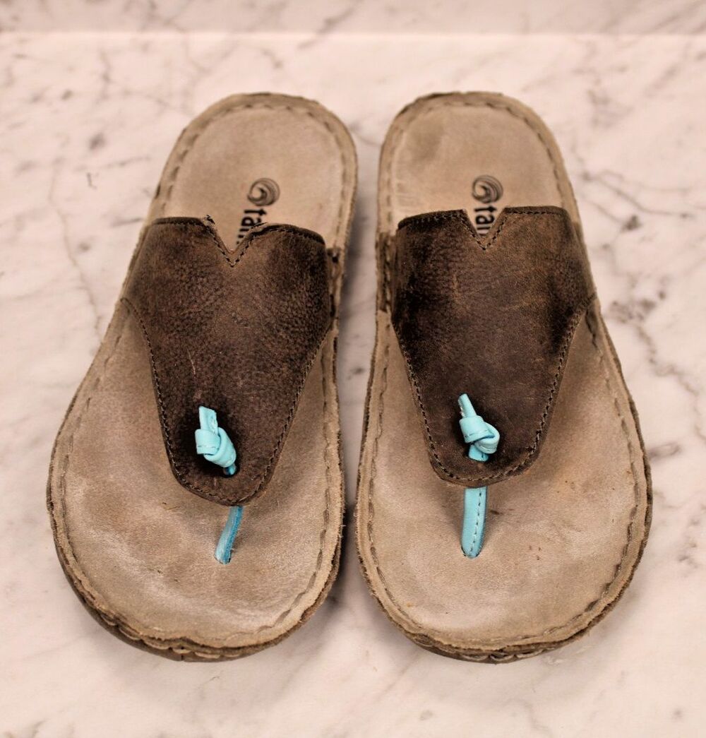 Tamarindo Sanddollar Slide Sandal Leather Ash & SandBeachcomber Size 8